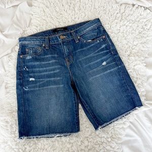 J Brand Dark Denim Cut Off Bermuda Shorts Jeans